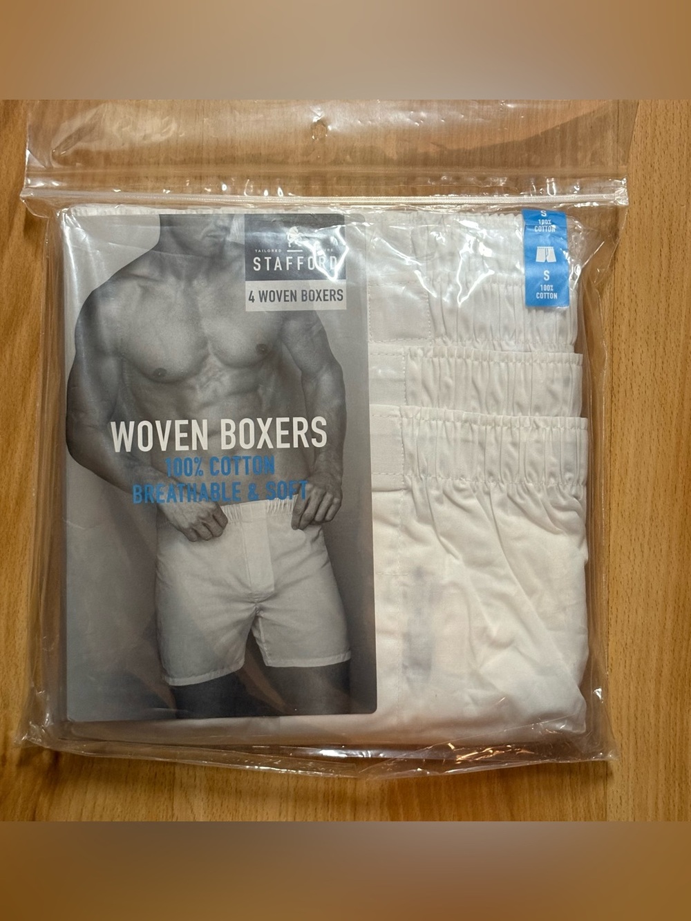Stafford Woven Boxers 4 Pack Men's Size S 100% Cotton White